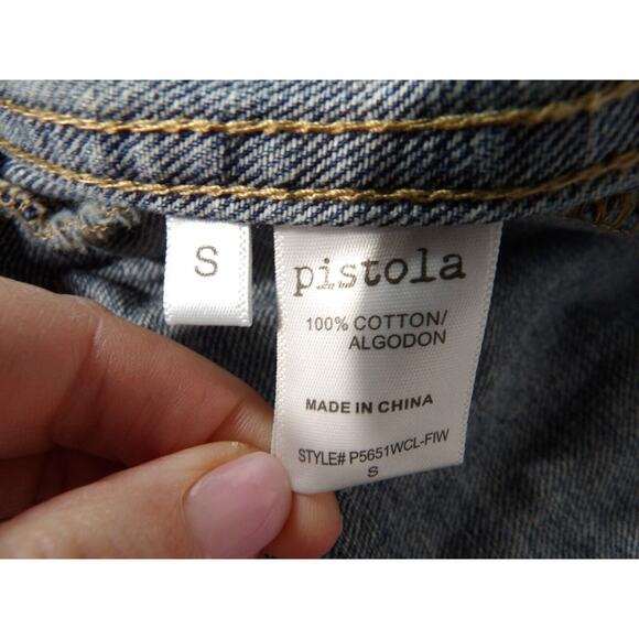 Pistola Small Denim Jean Jacket Firework Sequins Starburst 90s Y2K Art to Wear - Picture 11 of 16